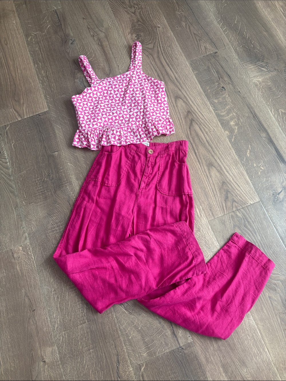 Zara Girls High-Waist Paperbag Pants and top